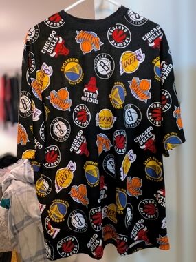 NBA White Tee with Multicolor Team Logos